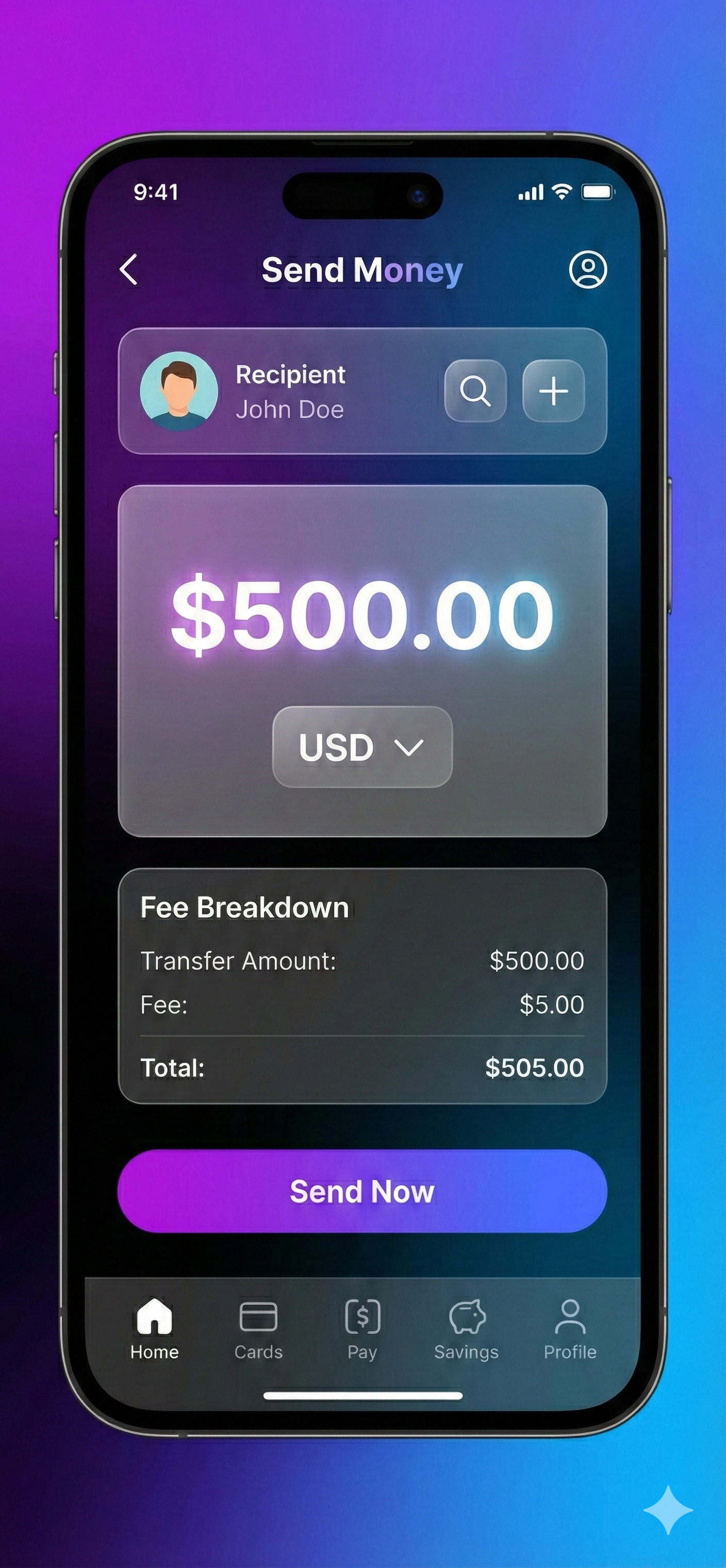 Send Money Interface