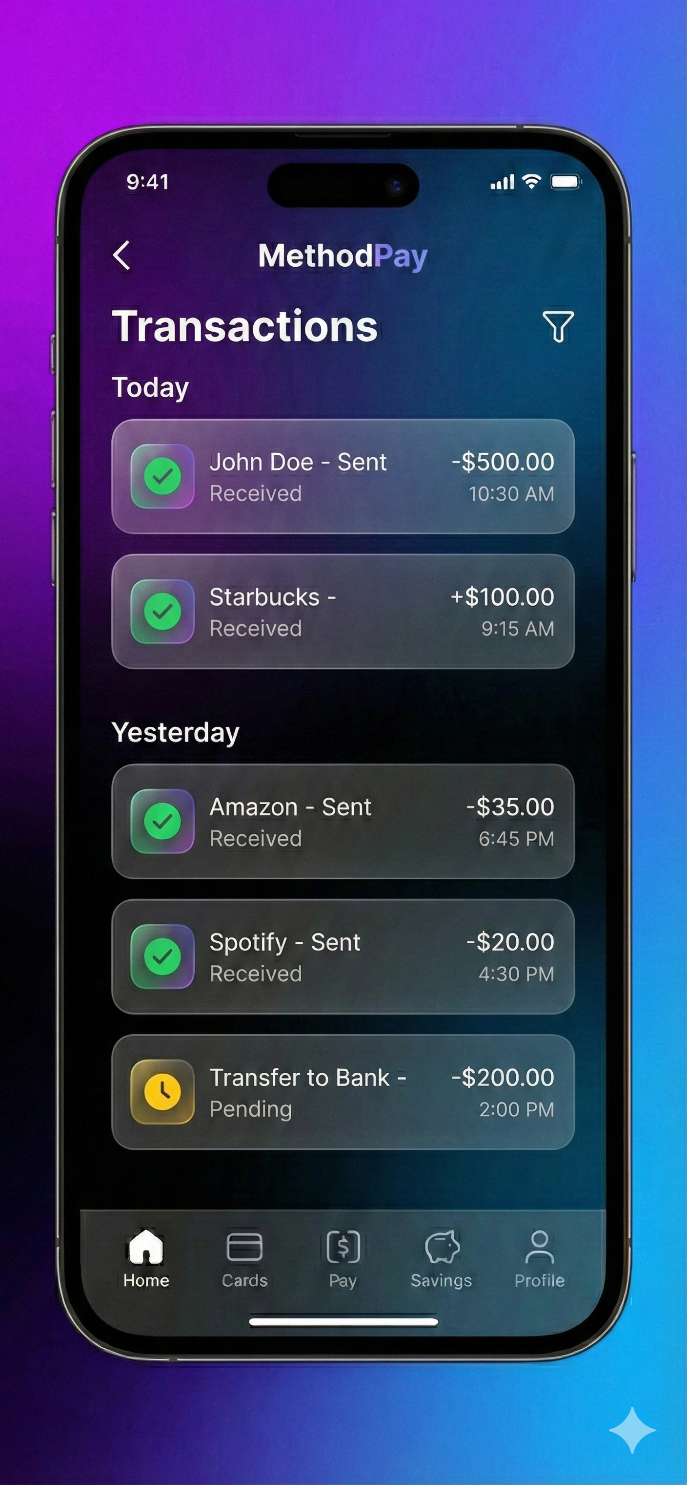 Transaction History Interface